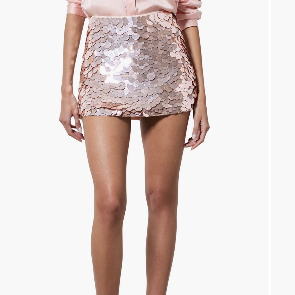 Alice & Olivia Rubi Paillette Skirt (blush)